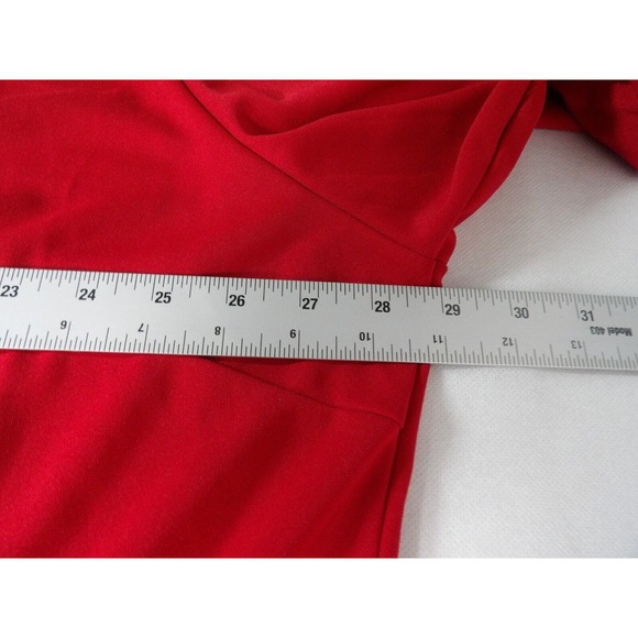 Venezia 3X 26/28 Red Blouse Button Collar Slinky Polyester Career Business NWT - Picture 9 of 9